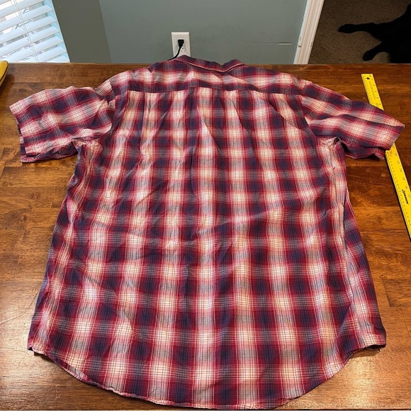 C.E. Schmidt workwear red navy plaid button down short sleeve size 2XLT - Picture 6 of 8